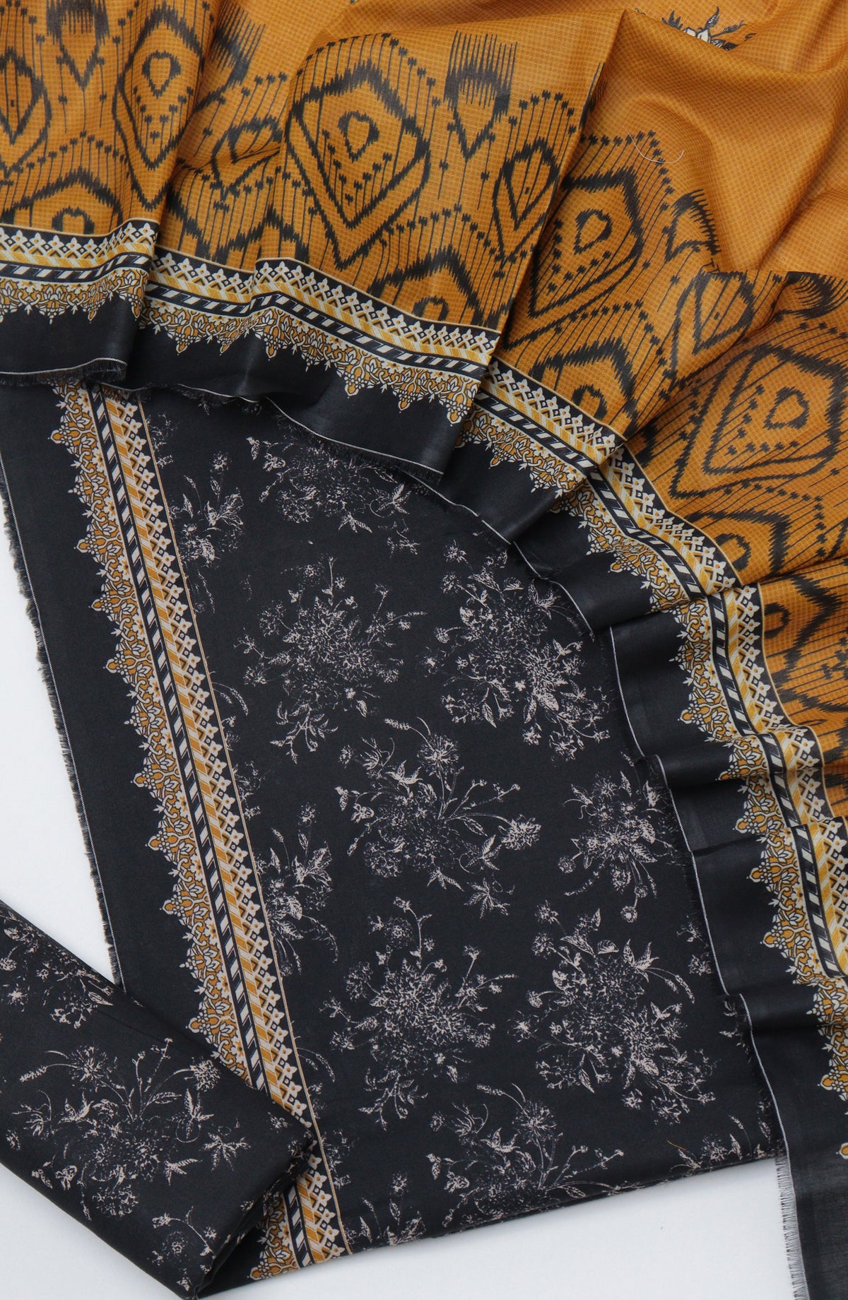 Bin Saeed Printed Cotton Unstitched 3 Piece Suit - D-08 - BS26PRTH - Black - Summer Collection