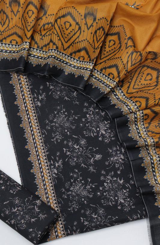Bin Saeed Printed Cotton Unstitched 3 Piece Suit - D-08 - BS26PRTH - Black - Summer Collection
