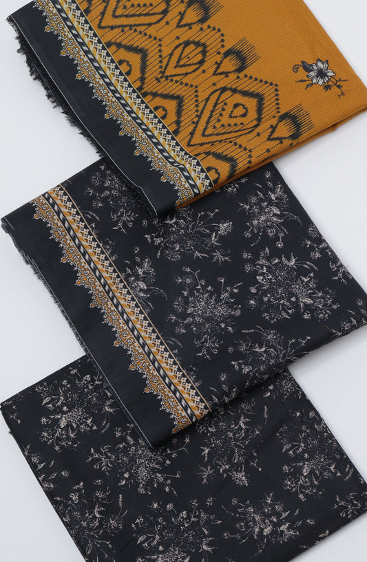 Bin Saeed Printed Cotton Unstitched 3 Piece Suit - D-08 - BS26PRTH - Black - Summer Collection