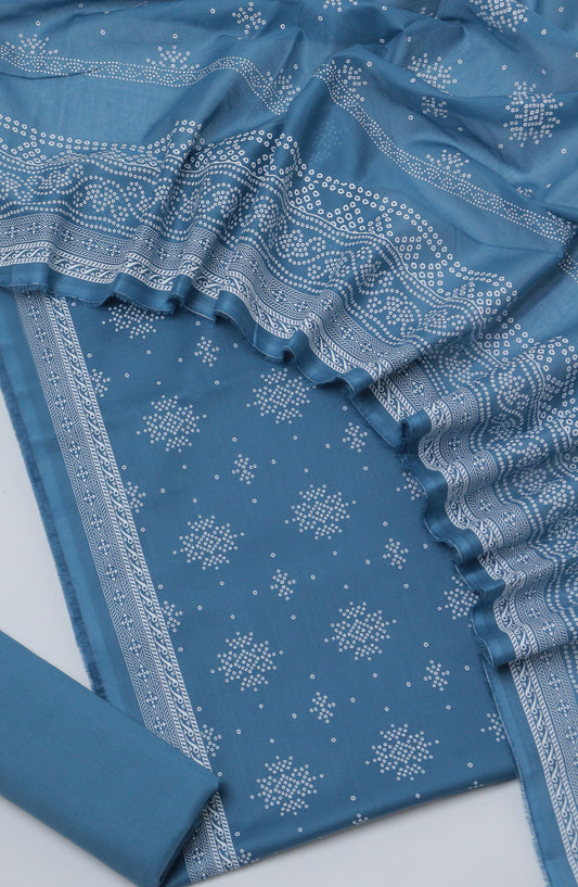 Bin Saeed Printed Cotton Unstitched 3 Piece Suit - D-03 - BS26PRTH - Blue - Summer Collection