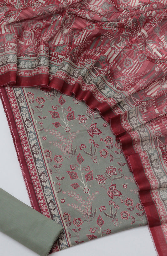 Bin Saeed Printed Cotton Unstitched 3 Piece Suit - D-26 - BS26PRTH - Green - Summer Collection