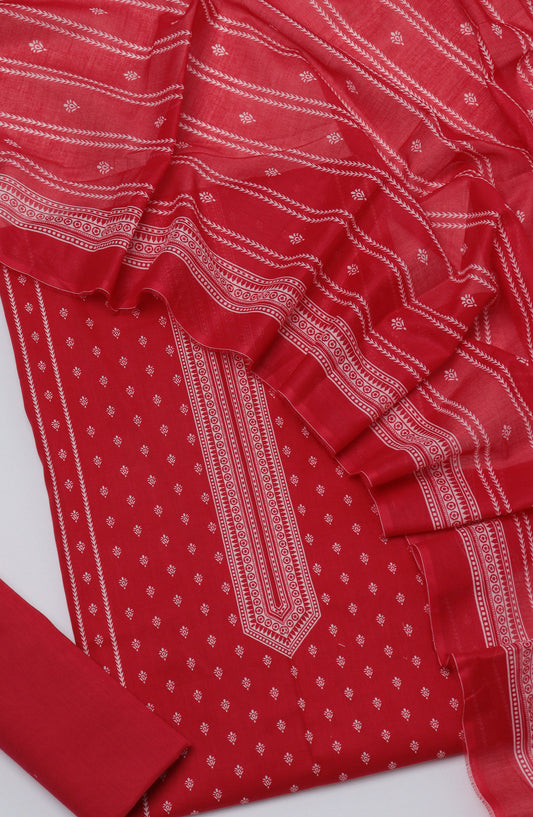 Bin Saeed Printed Cotton Unstitched 3 Piece Suit - D-02 - BS26PRTH - Red - Summer Collection