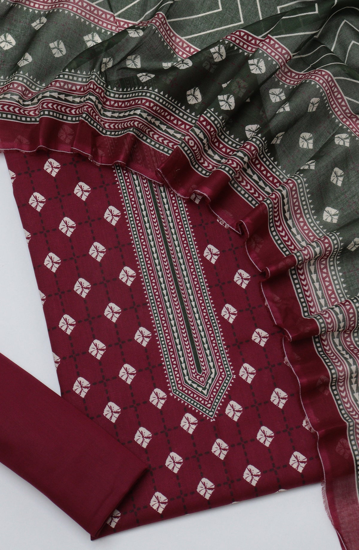 Bin Saeed Printed Cotton Unstitched 3 Piece Suit - D-25 - BS26PRTH - Red - Summer Collection