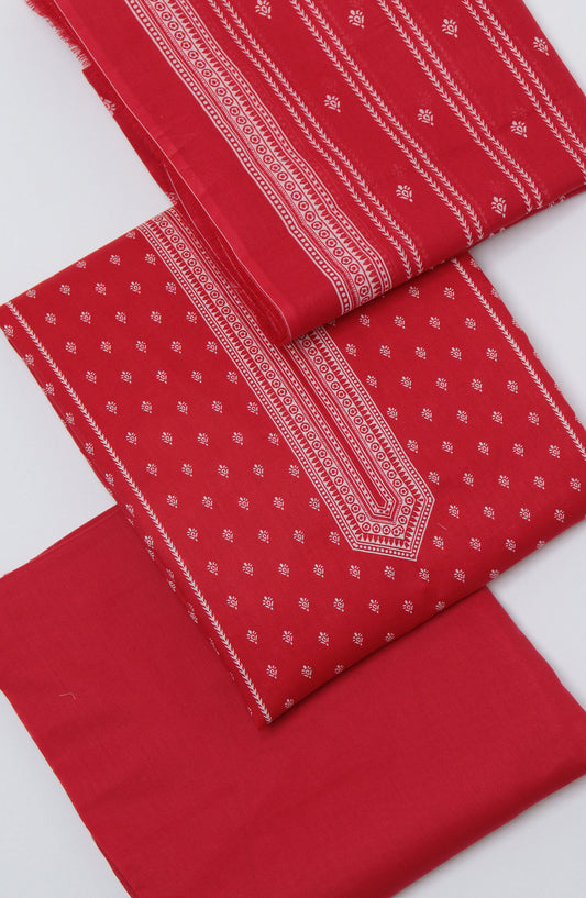 Bin Saeed Printed Cotton Unstitched 3 Piece Suit - D-02 - BS26PRTH - Red - Summer Collection