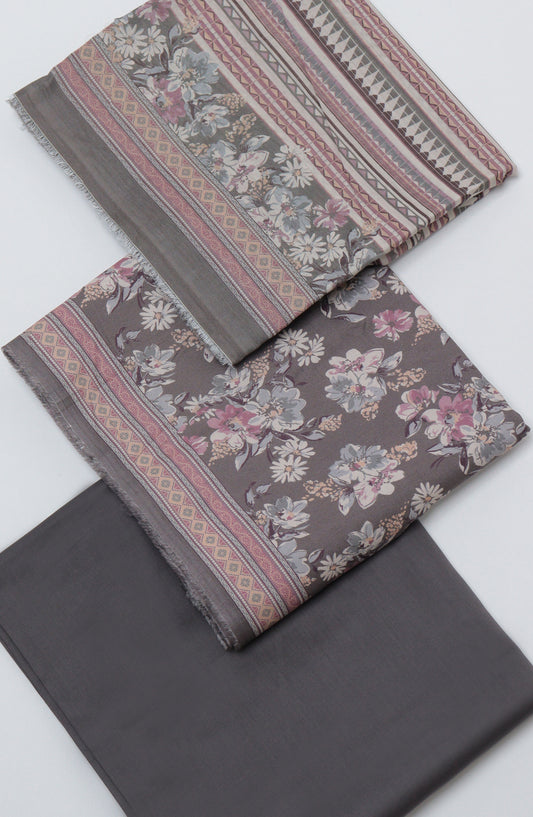 Bin Saeed Printed Cotton Unstitched 3 Piece Suit - D-23 - BS26PRTH - Grey - Summer Collection
