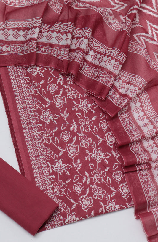 Bin Saeed Printed Cotton Unstitched 3 Piece Suit - D-20 - BS26FTH - Red - Summer Collection