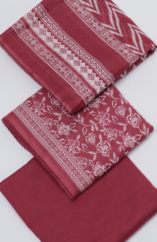 Bin Saeed Printed Cotton Unstitched 3 Piece Suit - D-20 - BS26FTH - Red - Summer Collection