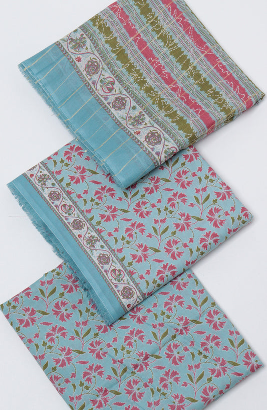 Bin Saeed Printed Cotton Unstitched 3 Piece Suit - D-06 - BS26FTH - Blue - Summer Collection