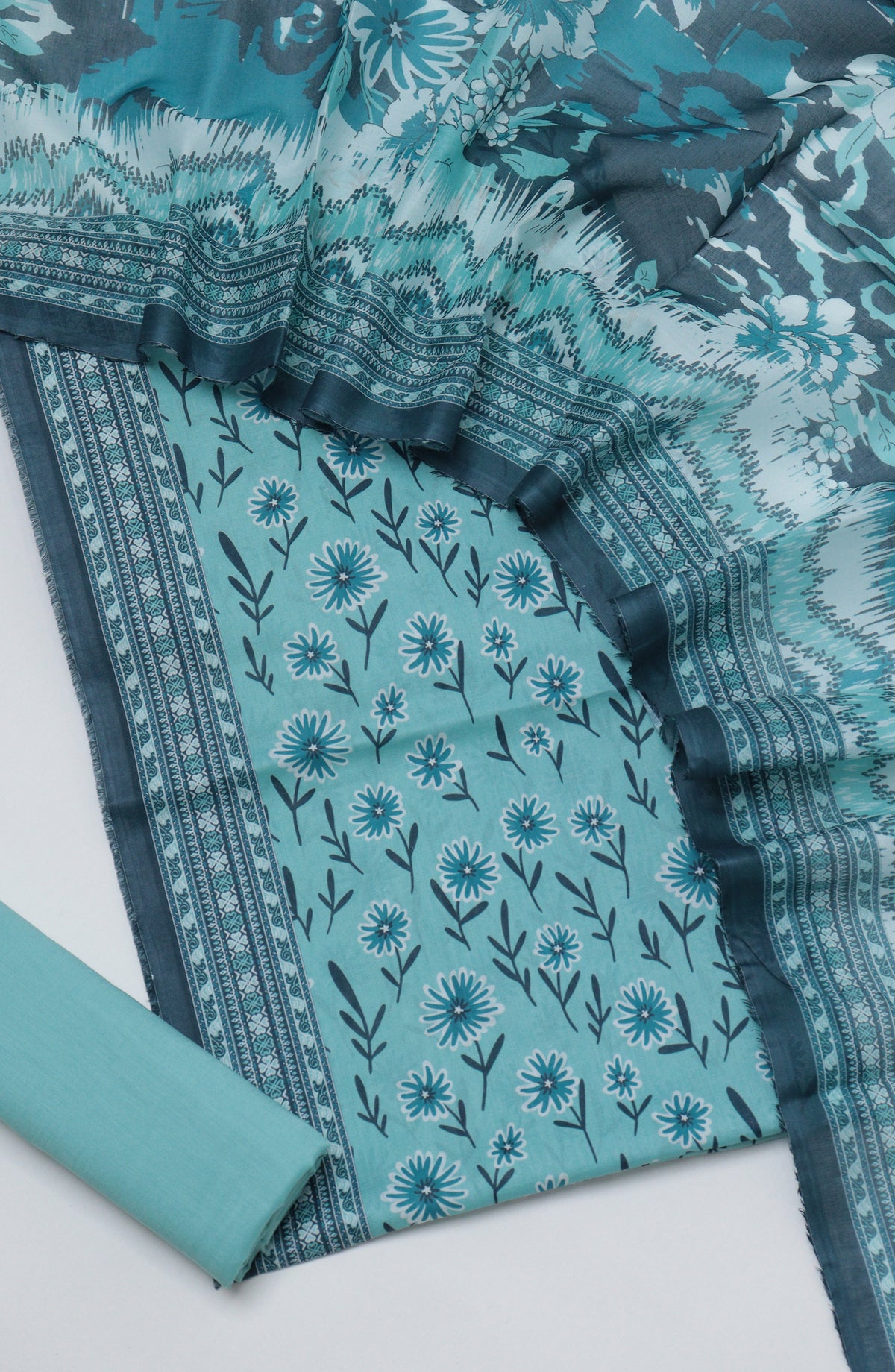 Bin Saeed Printed Cotton Unstitched 3 Piece Suit - D-18 - BS26FTH - Blue - Summer Collection