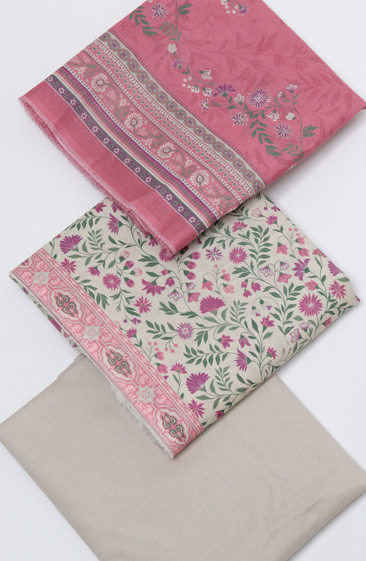 Bin Saeed Printed Cotton Unstitched 3 Piece Suit - D-05 - BS26FTH - Pink - Summer Collection