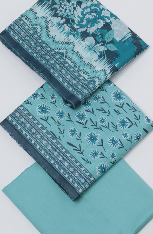 Bin Saeed Printed Cotton Unstitched 3 Piece Suit - D-18 - BS26FTH - Blue - Summer Collection