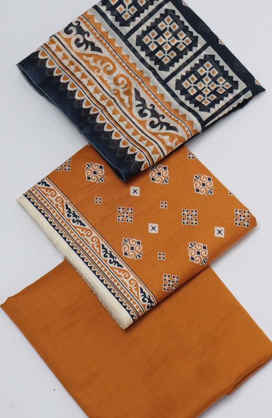 Bin Saeed Printed Cotton Unstitched 3 Piece Suit - D-04 - BS26FTH - Orange - Summer Collection