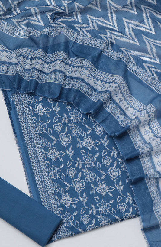 Bin Saeed Printed Cotton Unstitched 3 Piece Suit - D-16 - BS26FTH - Blue - Summer Collection