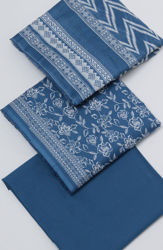 Bin Saeed Printed Cotton Unstitched 3 Piece Suit - D-16 - BS26FTH - Blue - Summer Collection