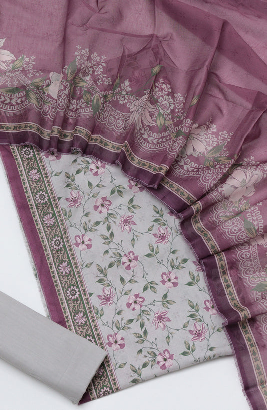 Bin Saeed Printed Cotton Unstitched 3 Piece Suit - D-02 - BS26FTH - Grey - Summer Collection