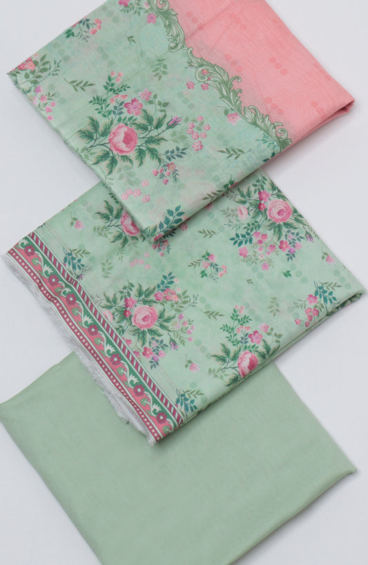 Bin Saeed Printed Cotton Unstitched 3 Piece Suit - D-15 - BS26FTH - Green - Summer Collection