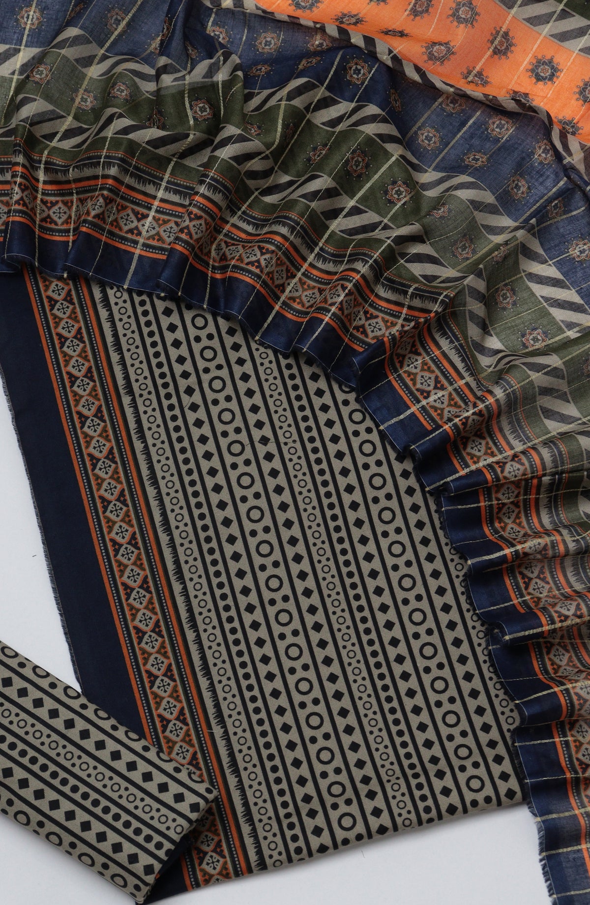 Bin Saeed Printed Cotton Unstitched 3 Piece Suit - D-14 - BS26FTH - Grey - Summer Collection