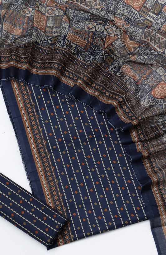 Bin Saeed Printed Cotton Unstitched 3 Piece Suit - D-01 - BS26FTH - Blue - Summer Collection
