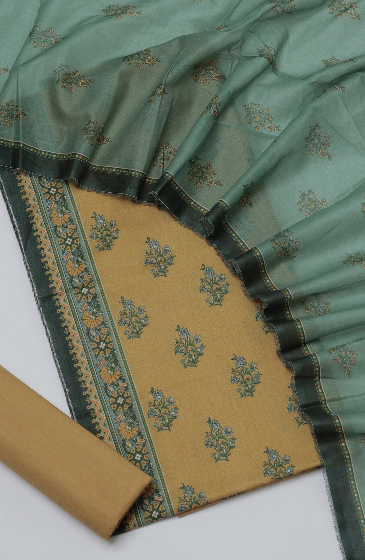 Bin Saeed Printed Cotton Unstitched 3 Piece Suit - D-11 - BS26FTH - Mustard - Summer Collection
