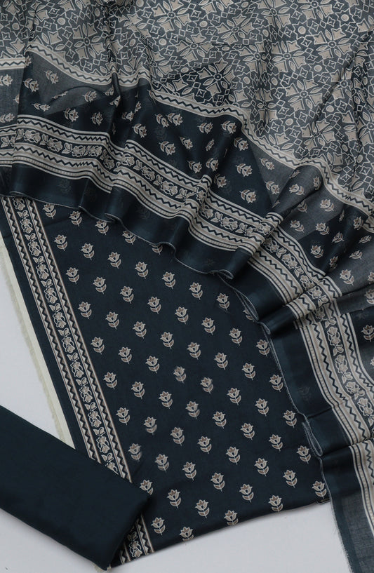 Bin Saeed Printed Cotton Unstitched 3 Piece Suit - D-10 - BS26FTH - Black - Summer Collection
