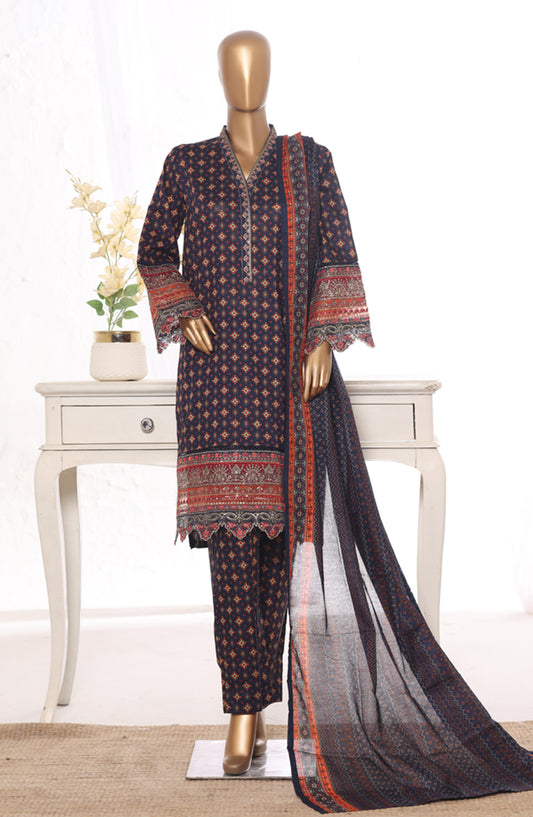 Bin Saeed Embroidered Lawn Stitched 3 Piece Suit - Design-21 - BS26BRD - Black - Summer Collection