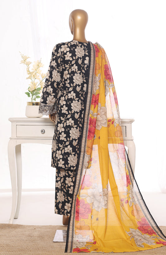 Bin Saeed Embroidered Lawn Stitched 3 Piece Suit - Design-20 - BS26BRD - Black - Summer Collection