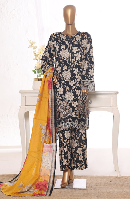 Bin Saeed Embroidered Lawn Stitched 3 Piece Suit - Design-20 - BS26BRD - Black - Summer Collection