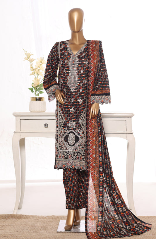 Bin Saeed Embroidered Lawn Stitched 3 Piece Suit - Design-18 - BS26BRD - Black - Summer Collection