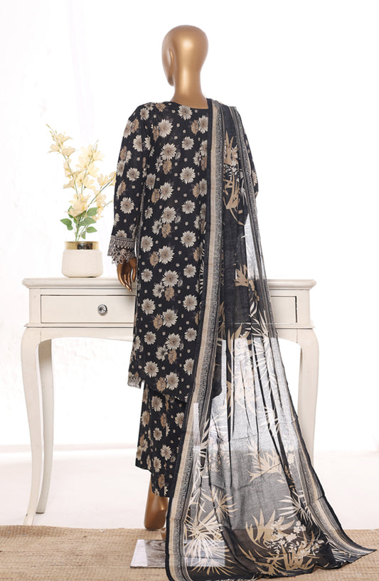 Bin Saeed Embroidered Lawn Stitched 3 Piece Suit - Design-17 - BS26BRD - Black - Summer Collection