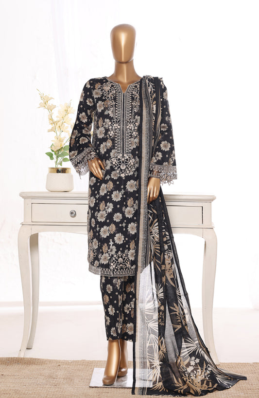 Bin Saeed Embroidered Lawn Stitched 3 Piece Suit - Design-17 - BS26BRD - Black - Summer Collection