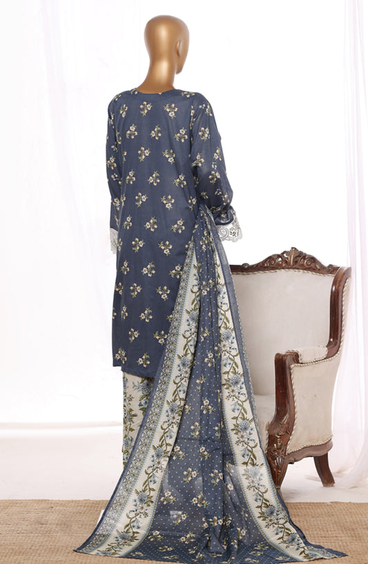 Bin Saeed Embroidered Lawn Stitched 3 Piece Suit - Design-15 - BS26BRD - Blue - Summer Collection