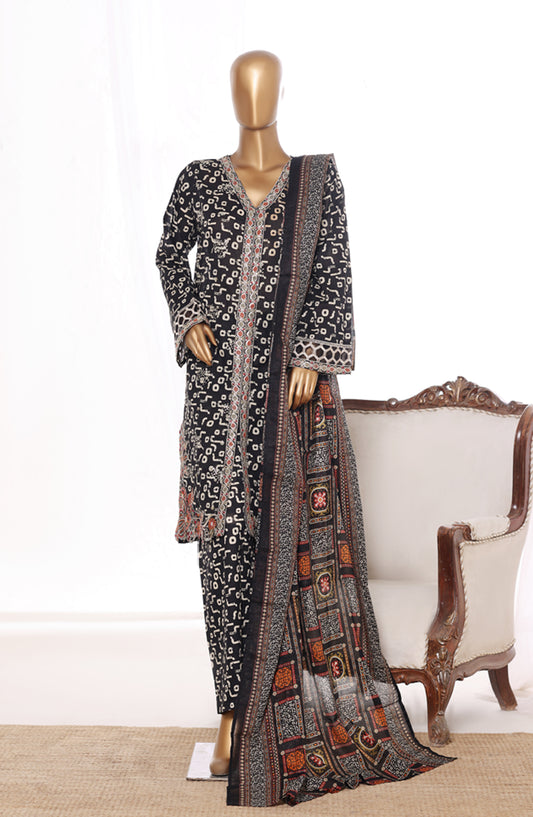 Bin Saeed Embroidered Lawn Stitched 3 Piece Suit - Design-14 - BS26BRD - Black - Summer Collection