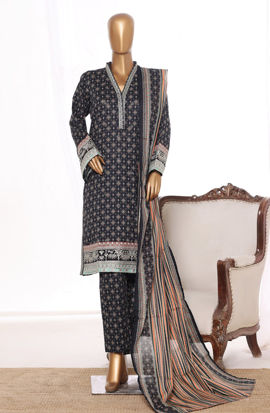 Bin Saeed Embroidered Lawn Stitched 3 Piece Suit - Design-12 - BS26BRD - Black - Summer Collection