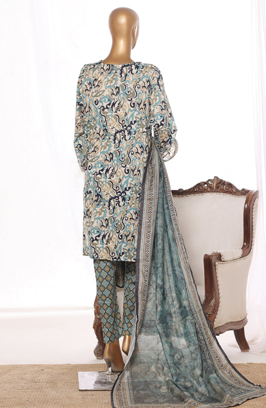 Bin Saeed Embroidered Lawn Stitched 3 Piece Suit - Design-11 - BS26BRD - Sea Green - Summer Collection