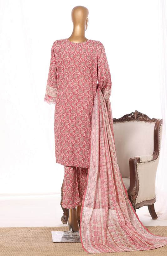 Bin Saeed Embroidered Lawn Stitched 3 Piece Suit - Design-09 - BS26BRD - Pink - Summer Collection