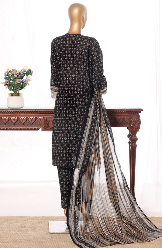 Bin Saeed Embroidered Lawn Stitched 3 Piece Suit - Design-08 - BS26BRD - Black - Summer Collection