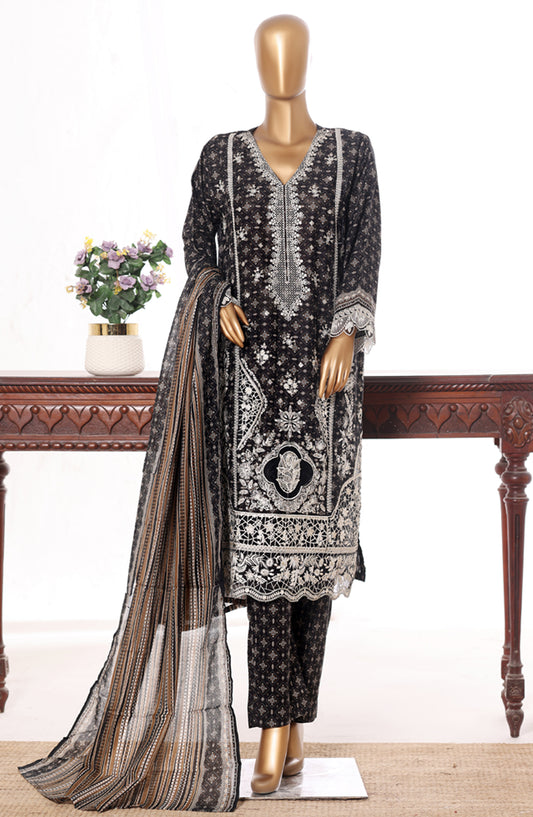 Bin Saeed Embroidered Lawn Stitched 3 Piece Suit - Design-08 - BS26BRD - Black - Summer Collection