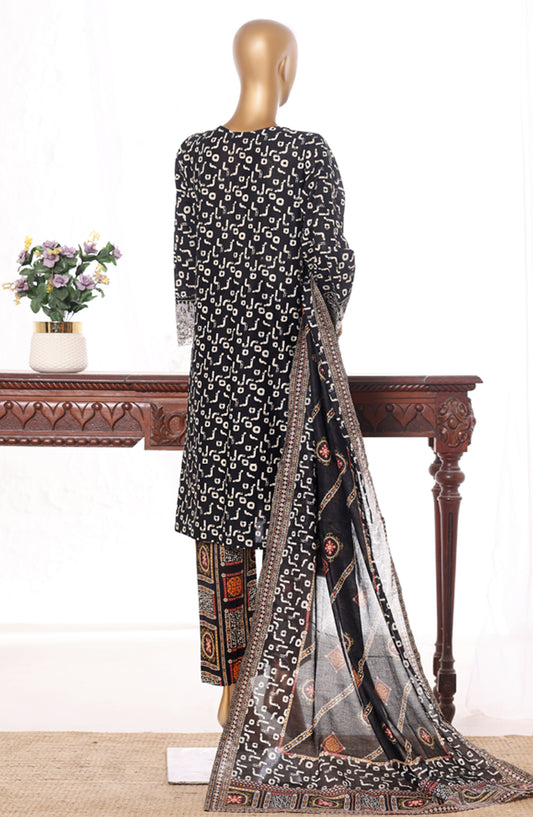 Bin Saeed Embroidered Lawn Stitched 3 Piece Suit - Design-06 - BS26BRD - Black - Summer Collection