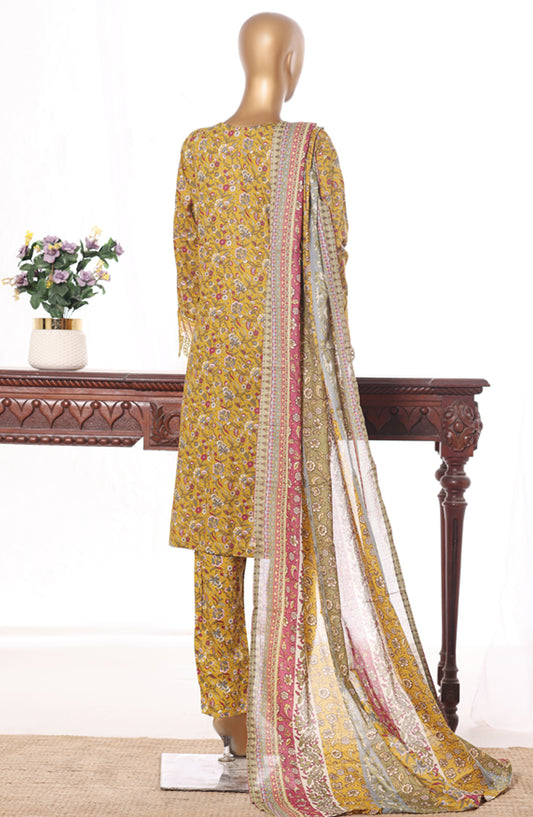 Bin Saeed Embroidered Lawn Stitched 3 Piece Suit - Design-05 - BS26BRD - Mustard - Summer Collection
