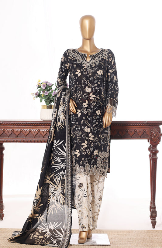 Bin Saeed Embroidered Lawn Stitched 3 Piece Suit - Design-02 - BS26BRD - Black - Summer Collection