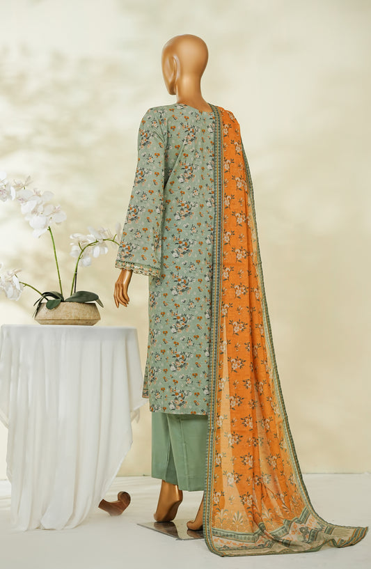 Bin Saeed Exclusive Printed Lawn Stitched 3 Piece Suit - D-11 - BS26STE - Green - Summer Collection