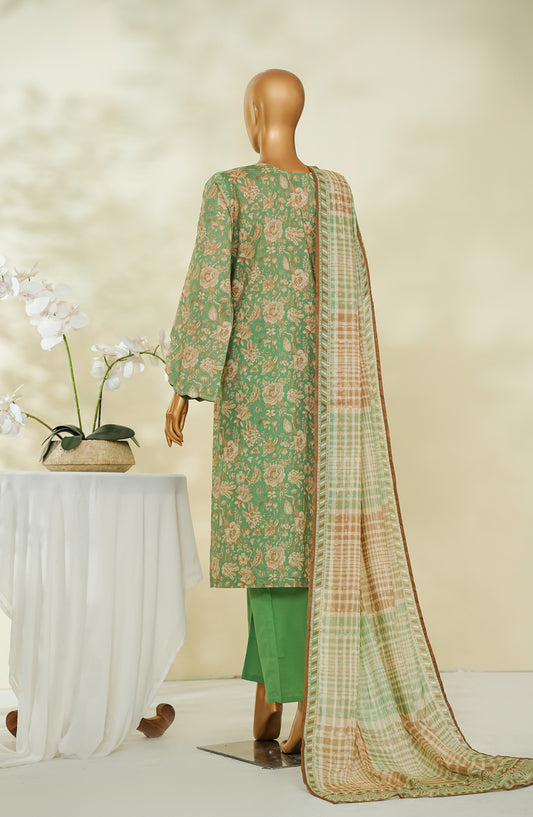 Bin Saeed Exclusive Printed Lawn Stitched 3 Piece Suit - D-10 - BS26STE - Green - Summer Collection