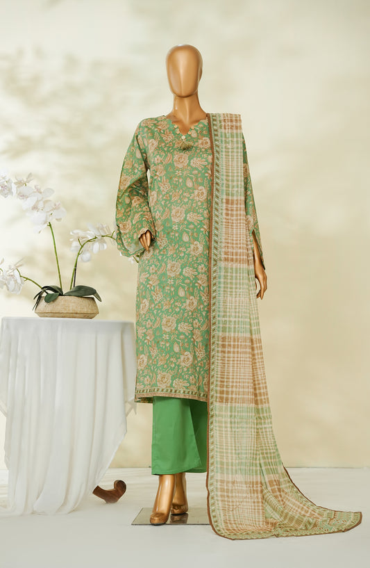 Bin Saeed Exclusive Printed Lawn Stitched 3 Piece Suit - D-10 - BS26STE - Green - Summer Collection
