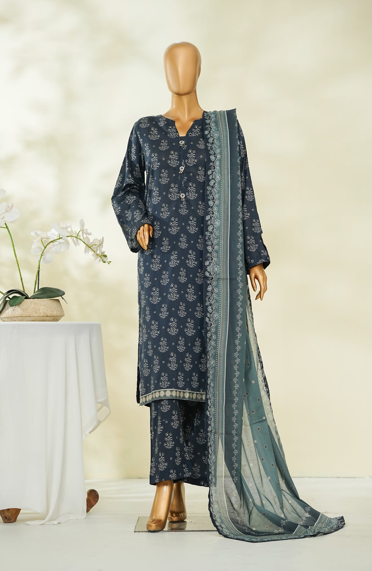 Bin Saeed Exclusive Printed Lawn Stitched 3 Piece Suit - D-07 - BS26STE - Black - Summer Collection