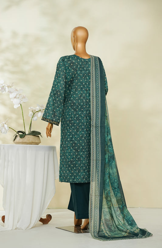Bin Saeed Exclusive Printed Lawn Stitched 3 Piece Suit - D-04 - BS26STE - Green - Summer Collection