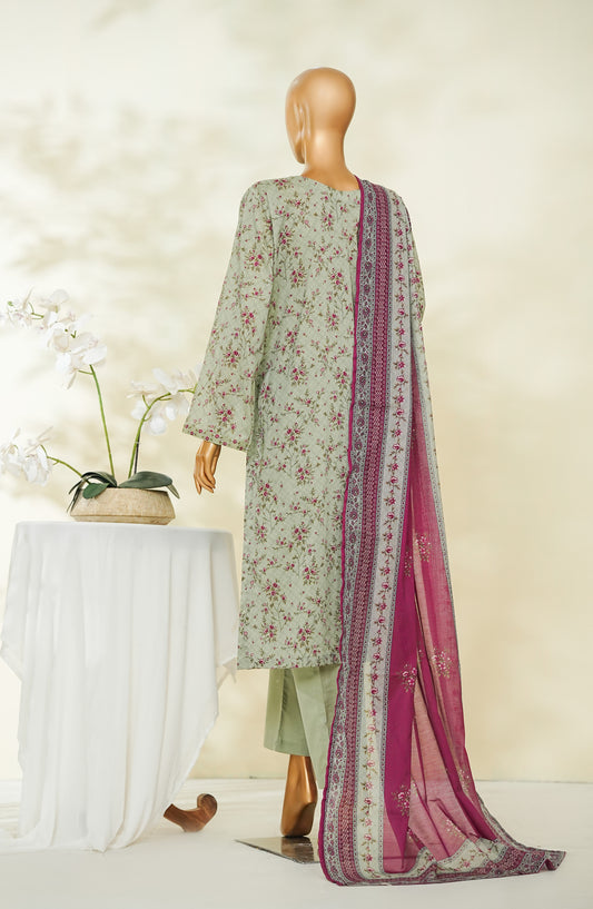Bin Saeed Exclusive Printed Lawn Stitched 3 Piece Suit - D-02 - BS26STE - Green - Summer Collection