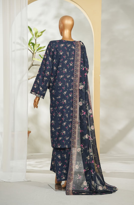 Bin Saeed Printed Lawn Stitched 3 Piece Suit - Design-43 - BS26RT - Blue - Summer Collection