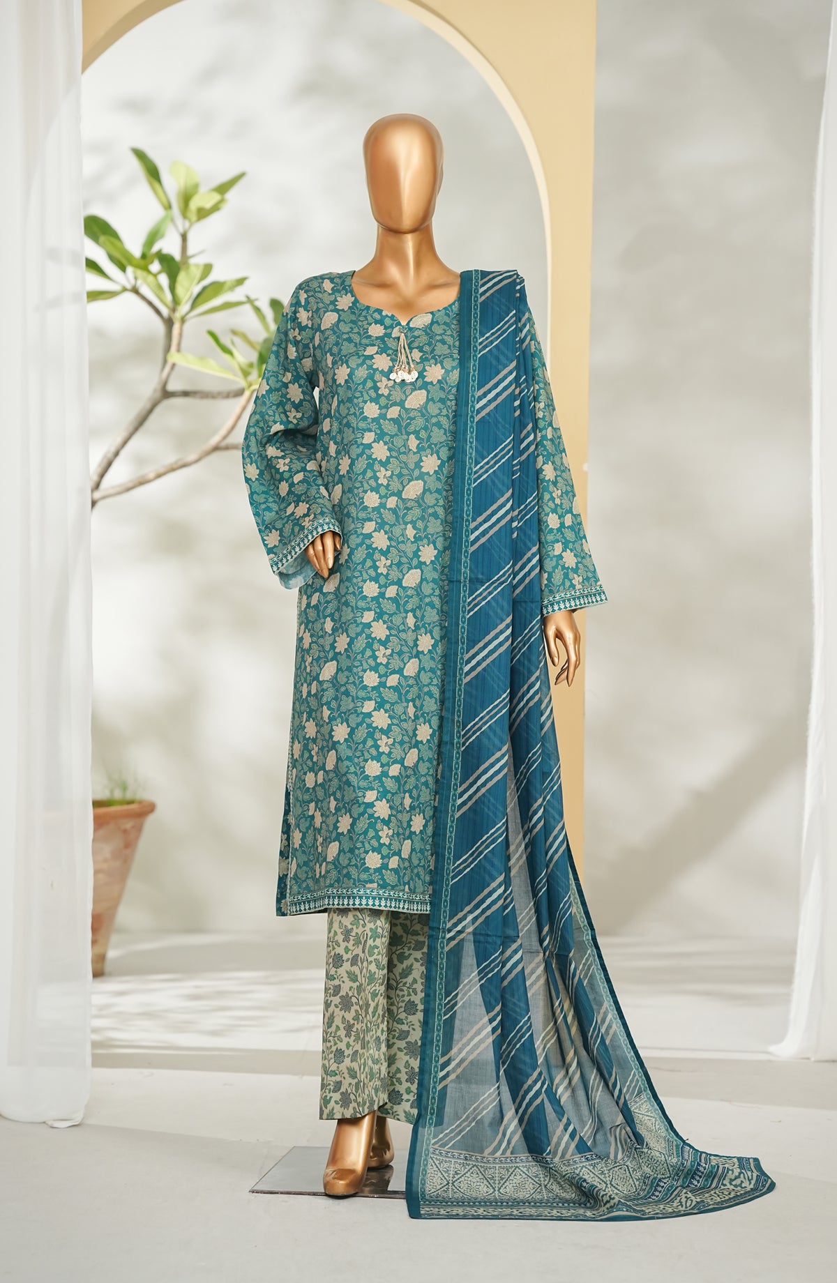 Bin Saeed Printed Lawn Stitched 3 Piece Suit - Design-22 - BS26RT - Green - Summer Collection