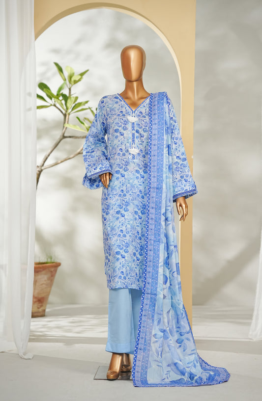 Bin Saeed Printed Lawn Stitched 3 Piece Suit - Design-21 - BS26RT - Blue - Summer Collection