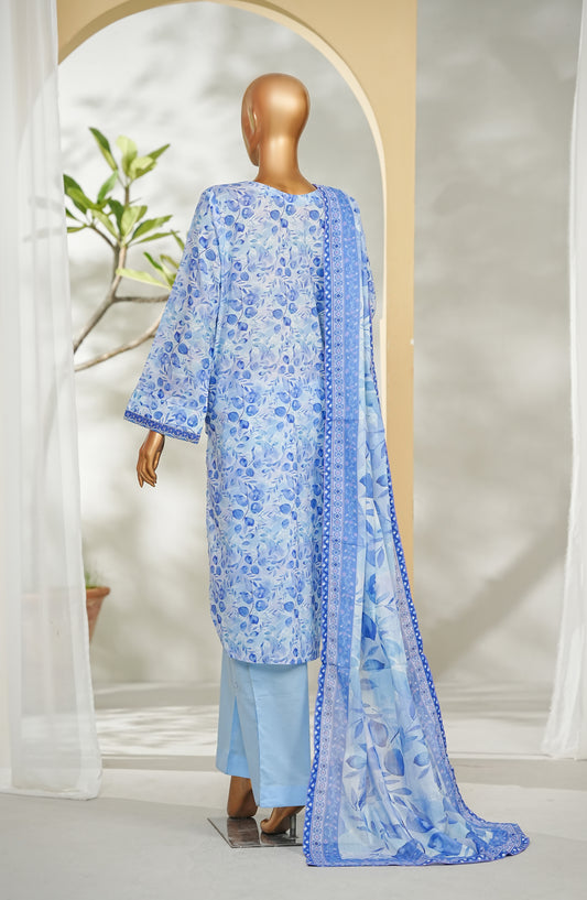 Bin Saeed Printed Lawn Stitched 3 Piece Suit - Design-21 - BS26RT - Blue - Summer Collection